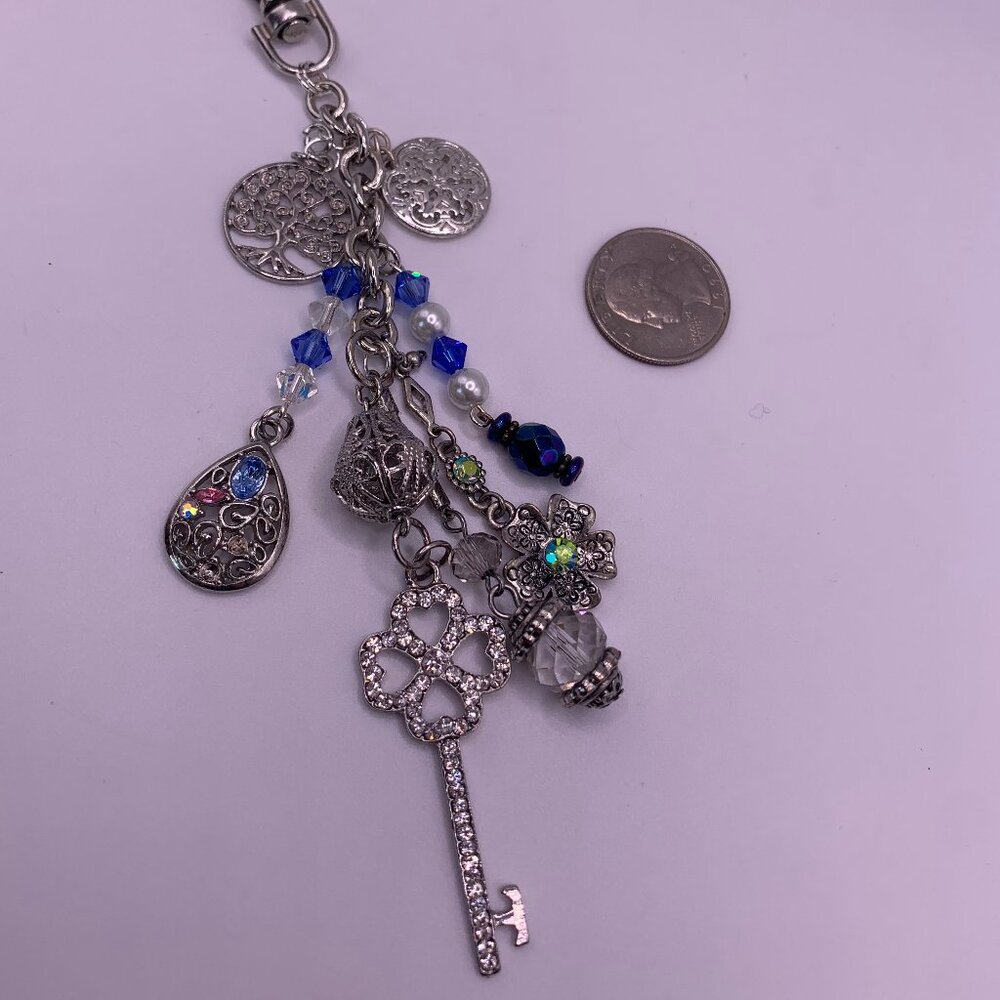 🐱 5 for $10.  Silver Tree of Life Key Chain for Purse or Backpack. 7" Long